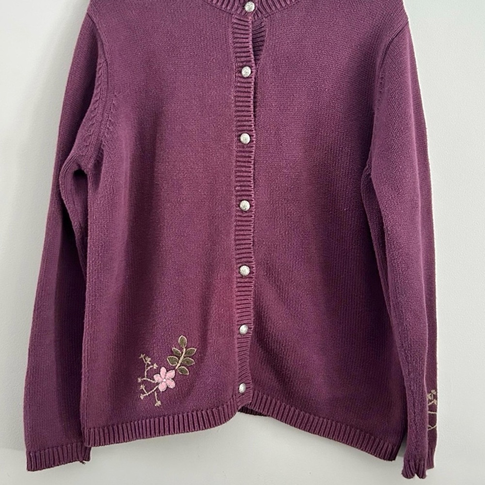 Vintage 90's Northern Reflections Hand Embroidered Flowers Cardigan